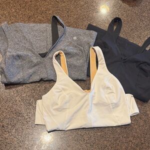 3 Women's contour lululemon work out Set - Gray, Black, and white - no padding 8